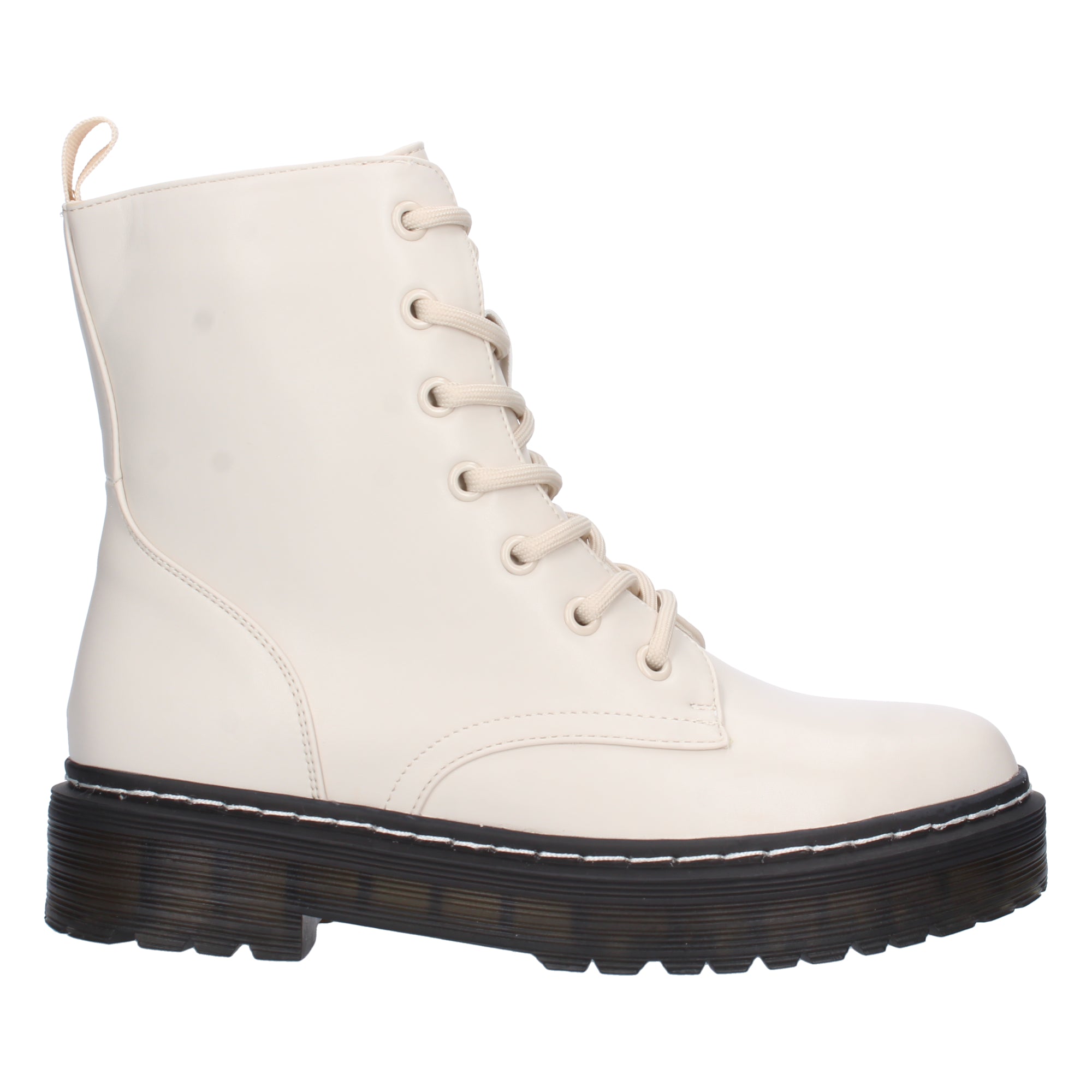 Botin tacón beige estilo militar