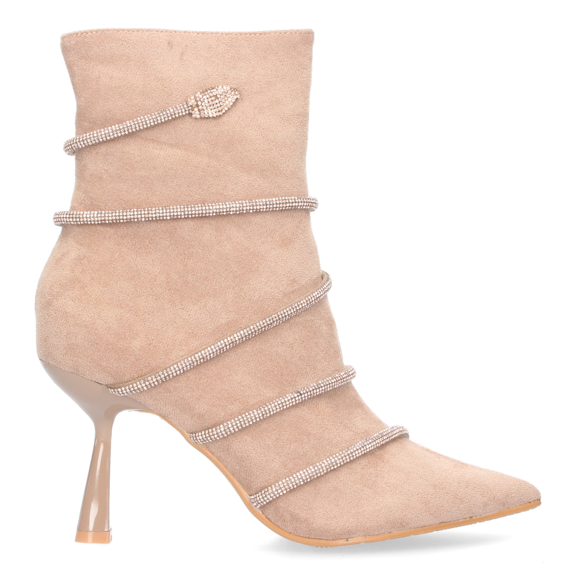 Botin tacon fino kaki con terciopelo