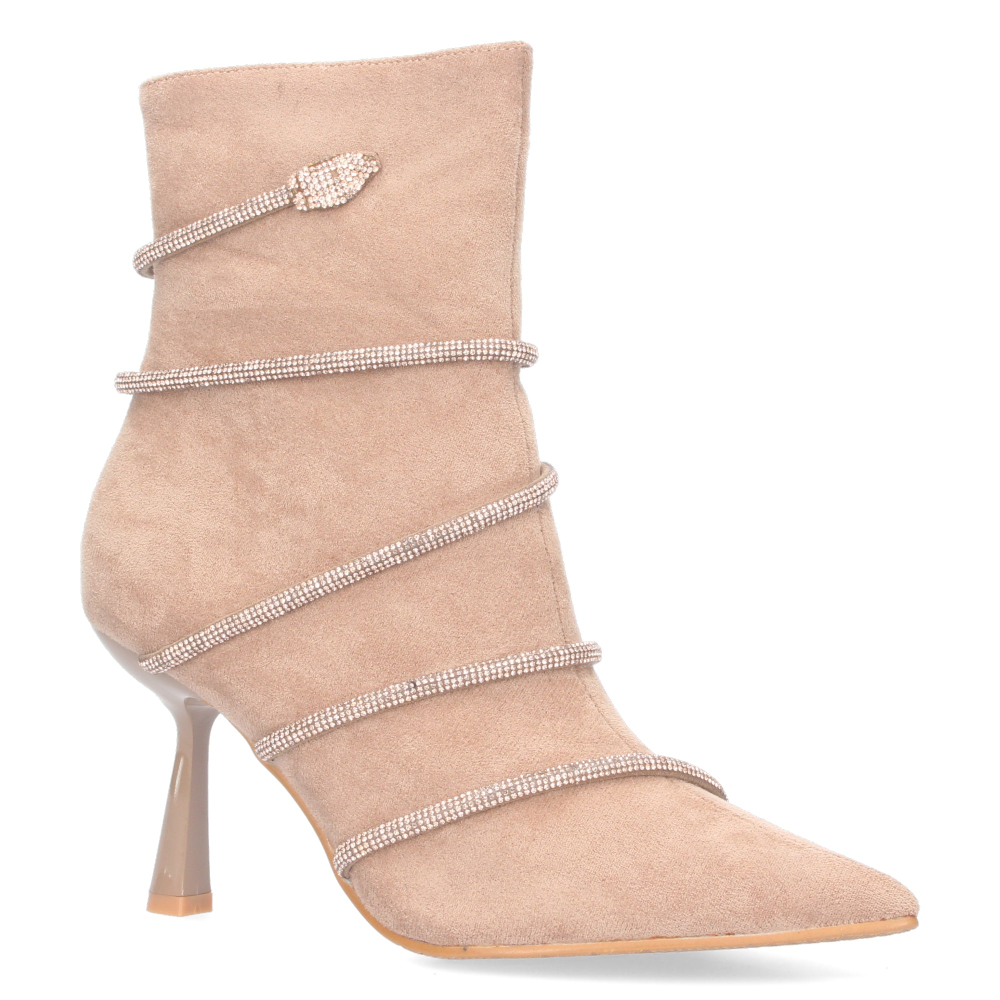Botin tacon fino kaki con terciopelo