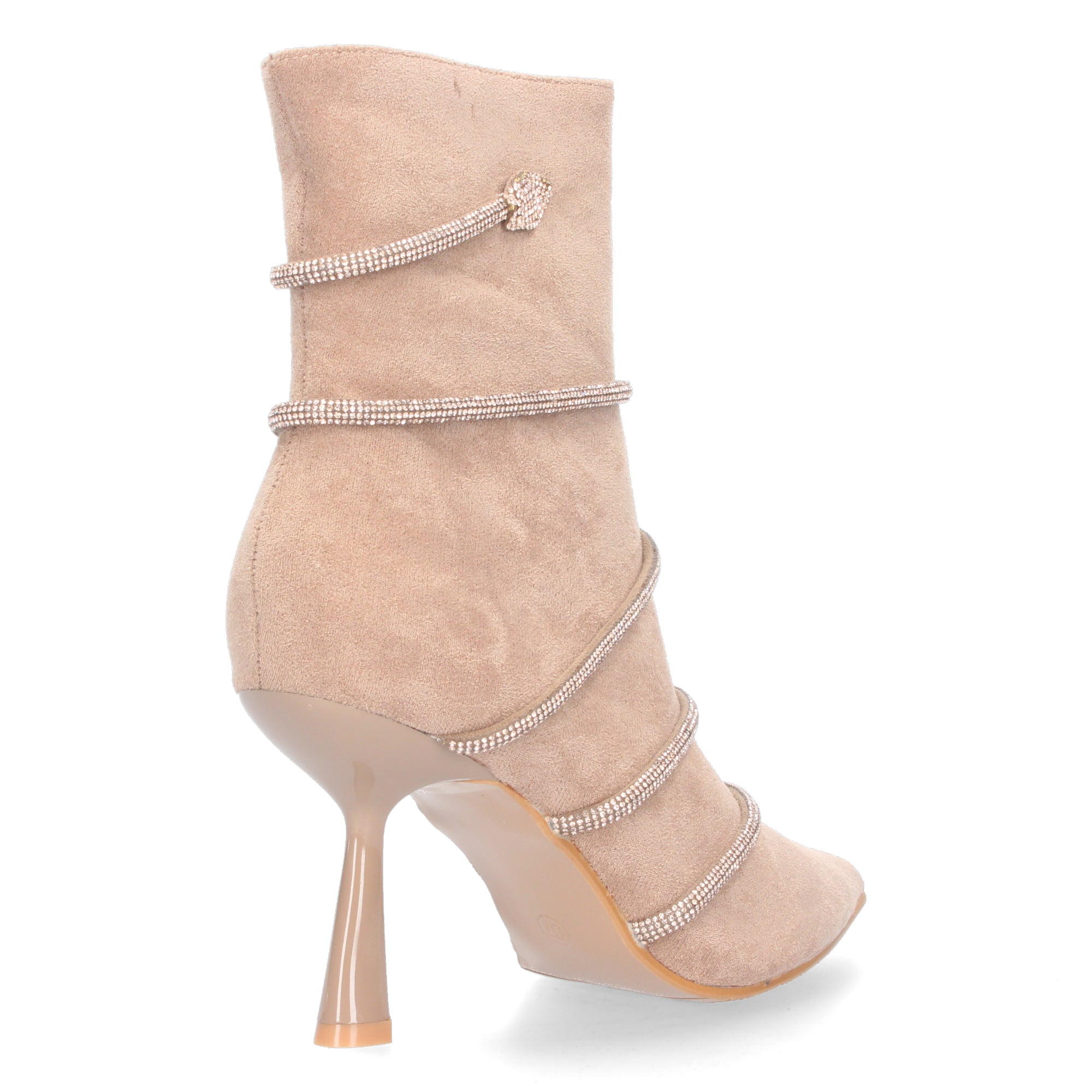 Botin tacon fino kaki con terciopelo