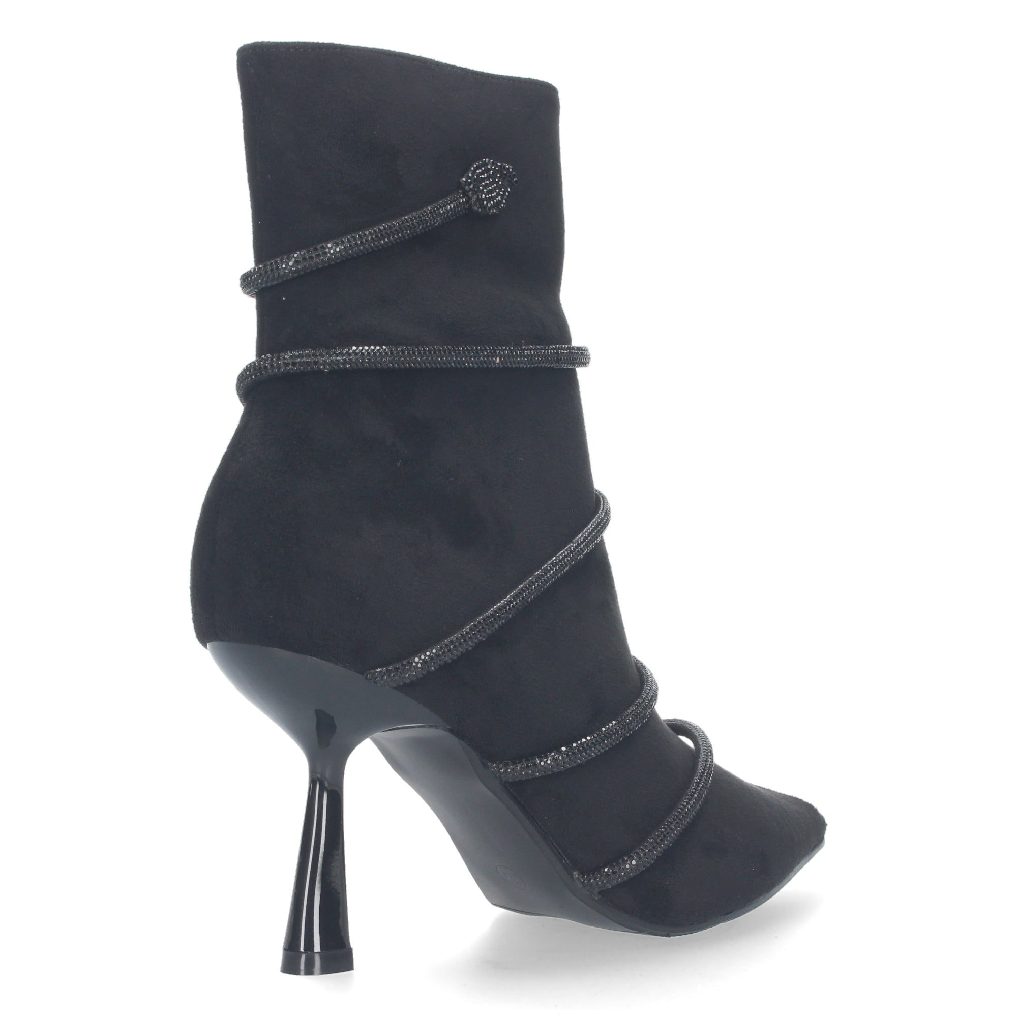 Botines negros con terciopelo tacón fino
