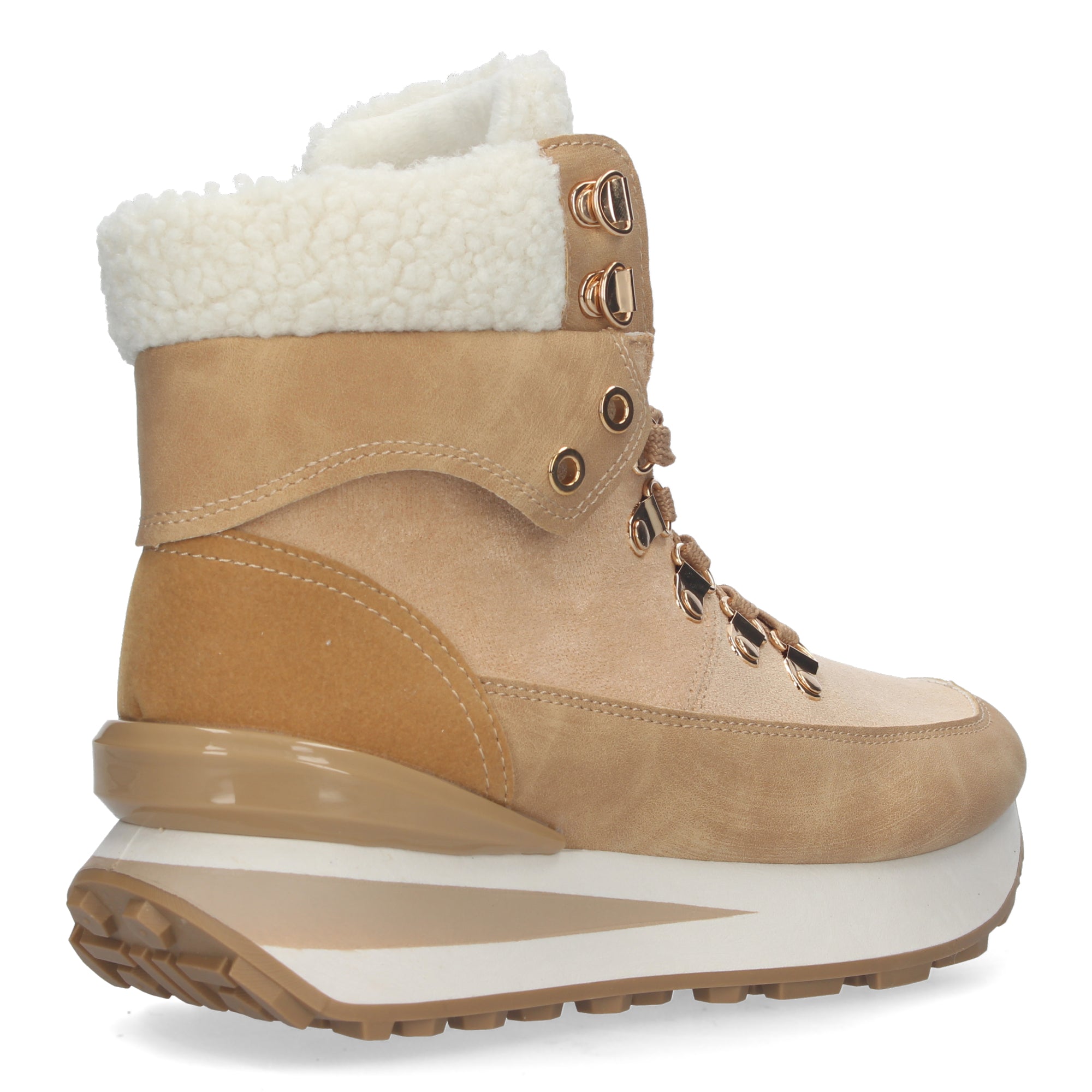 Botines beige con terciopelo forrados en borreguillo